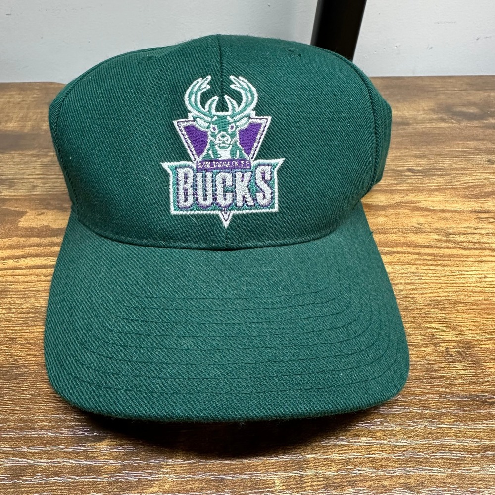 American Needle Milwaukee Bucks NBA‎ Snapback Hat Green Vintage Logo Mens Cap